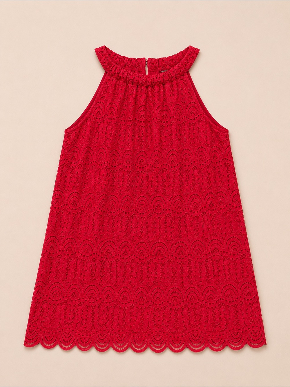 Loveappella Red Lace Halter A-Line Top